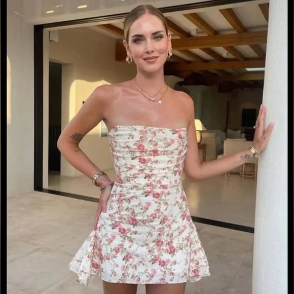 House of CB ‘Jasmine’ Rose Print Draped‎ Corset Dress NWOT size M - Picture 3 of 12